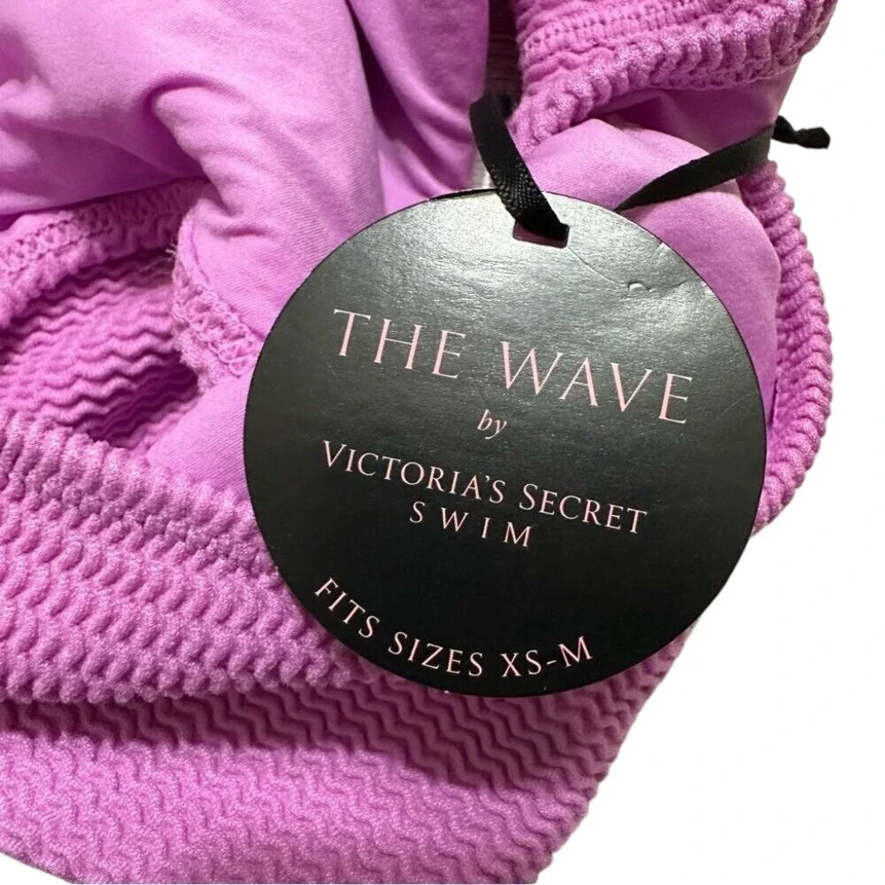 Victoria's Secret The Wave Bikini Set Purple Tie Dye Halter Top Crinkle Bottom M